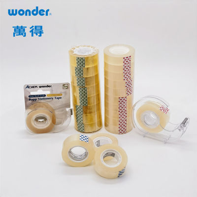 DIY صافي BOPP شريط المكتبات 18mm العرض الفردية الصفراء للمشاريع