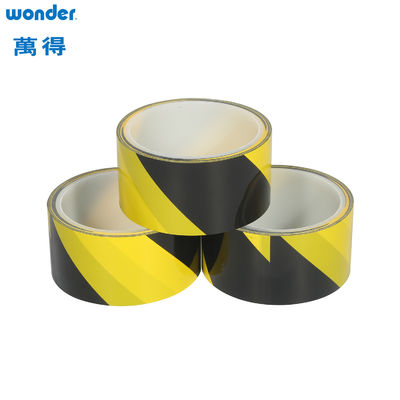 Wonder OPP تحذيرات الشرائط اللاصقة PVC الأصفر الأسود اللون الاستخدام الداخلي
